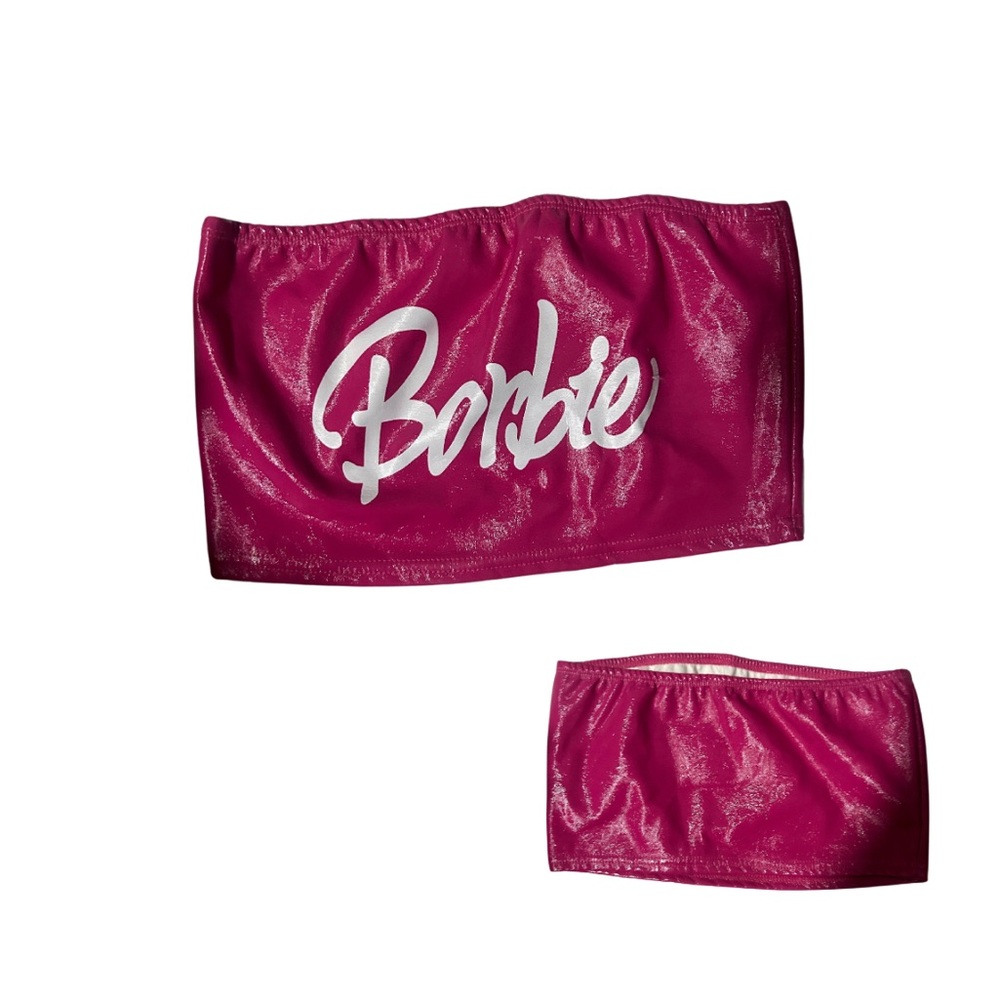 Pink leather boob tube medium fits s